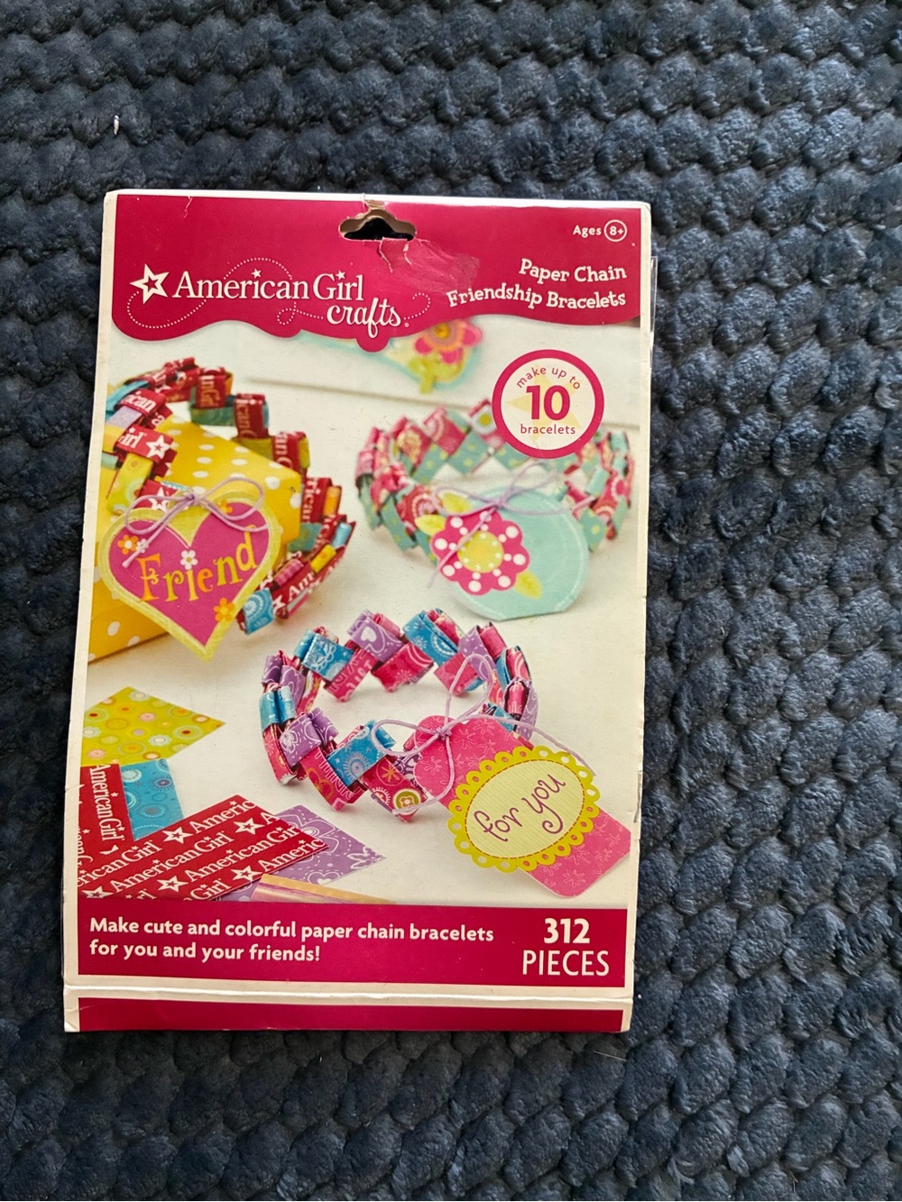 American Girl Pink and Blue Paper Chain Friendship Bracelet Craft Kit